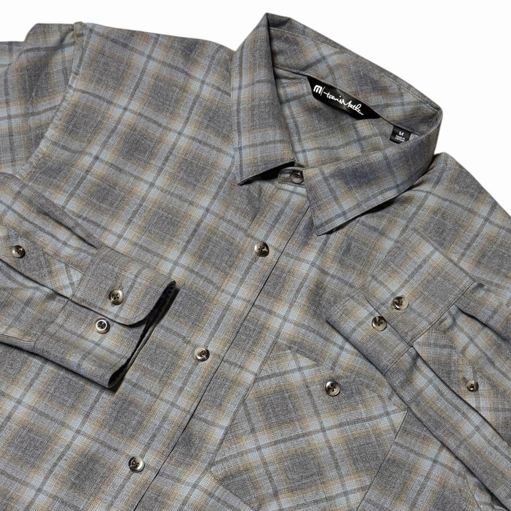 Travis Mathew Cloud Flannel Shirt Plaid Button Up Long Sleeve Casual Mens Medium